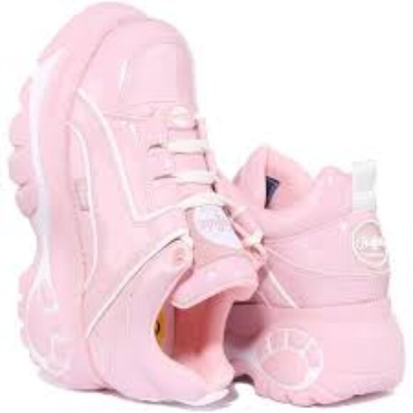 Buffalo London 1339-14 2.0 Lace Up Vegan Patent Platform Trainers in Rose/Size 9 - Picture 3 of 15